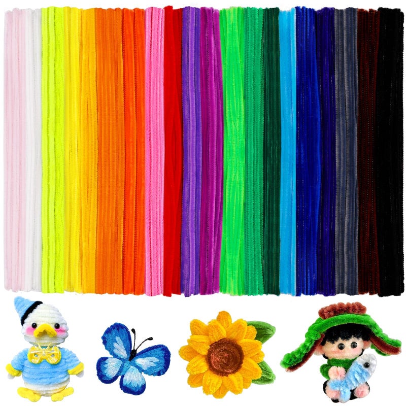 Mnuizu 200pcs Pipe Cleaners, Pipe Cleaners Craft, Multi-Color Chenille Stems for Craft, Multi-Color Fuzzy Sticks for DIY Art & Creative Crafts Decorations (20 Colors) - Image 1